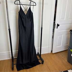 Astr Black Satin Dress